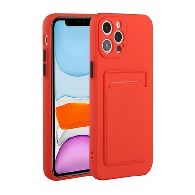 For iPhone 15 14 13 12 11 XR 8 7 Pure Color Credit Card Slot TPU Back Case Cover