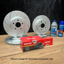 Dimpled Grooved Front & Rear Brake Discs Mintex Pads for Infiniti Q60 3.7