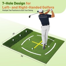 5 4ft Dual-Turf Golf Hitting Mat, Guide Line Design with 23mm Fairway