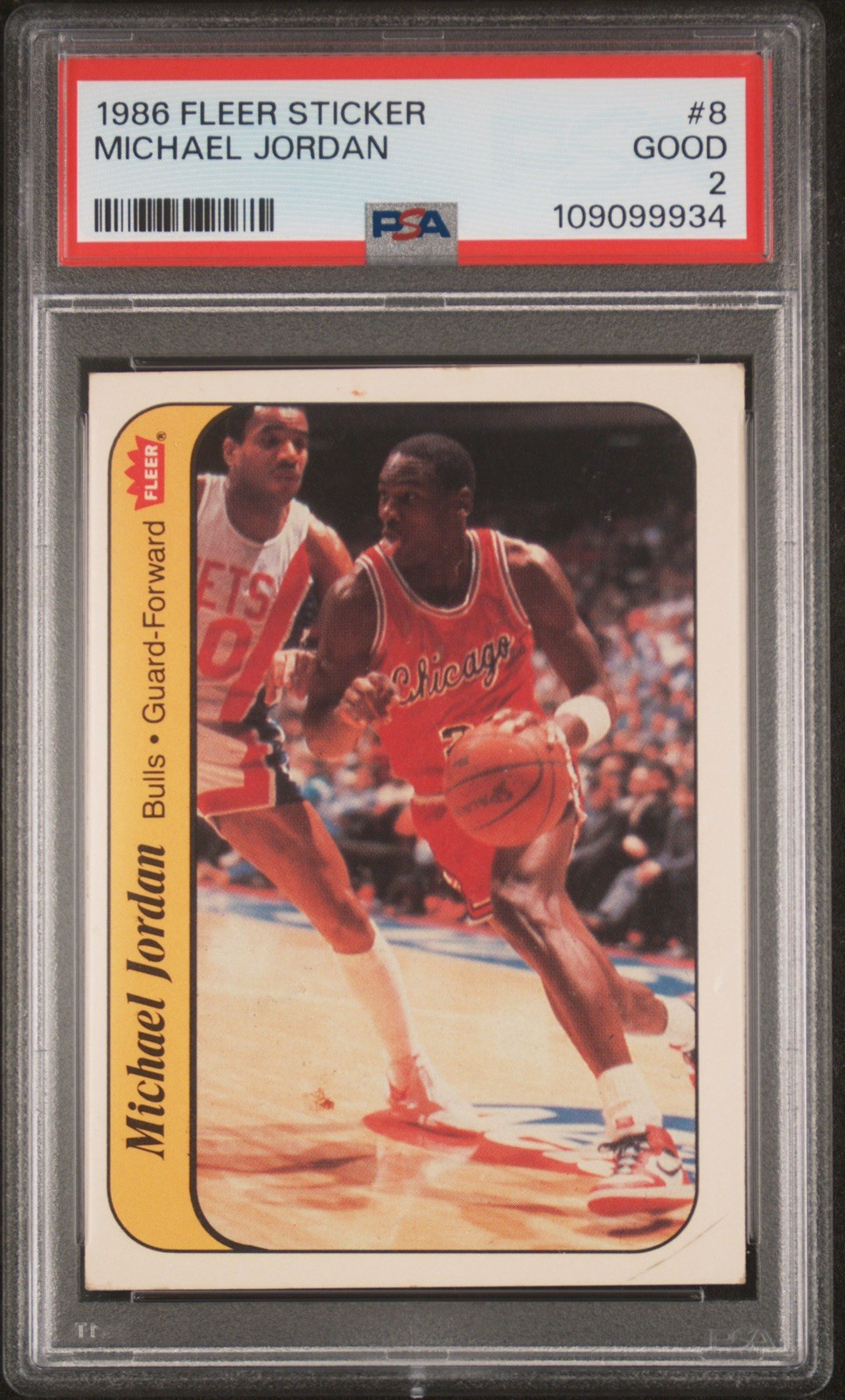 1986 Fleer Sticker #8 Michael Jordan PSA 2