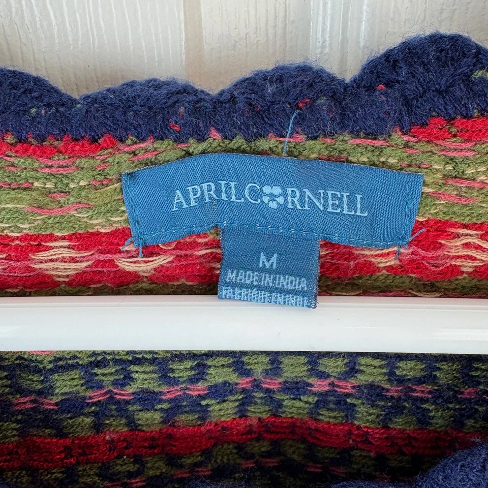 Cárdigan Suéter April Cornell Fair Isle Azul Verde Rosa Mediano M Para Mujer Foto 3 de 4