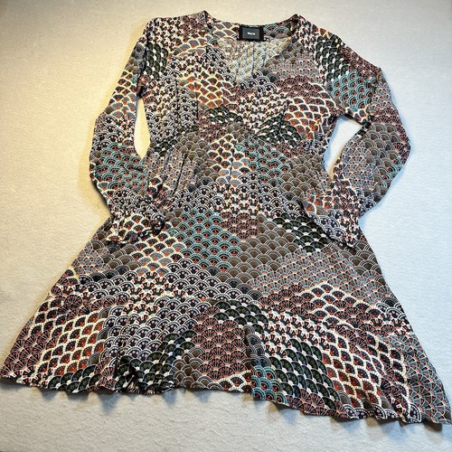 Maeve Anthropologie Monaco Empire Fan Print Peacock Boho Dress XL