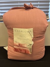 Casaluna Full Queen Heavyweight Linen Blend Comforter Set Rose