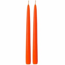 Pair Of Solid Coloured Tapered Candles Unscented Dinner Table Bistro Wedding