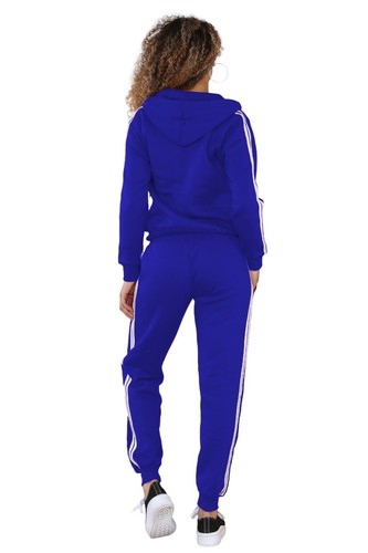 WOMEN LADIES TRACKSUITS SIDE STRIPE HOODIE & TROUSER CASUAL SPORTS YOGA SUITS - Picture 17 of 33