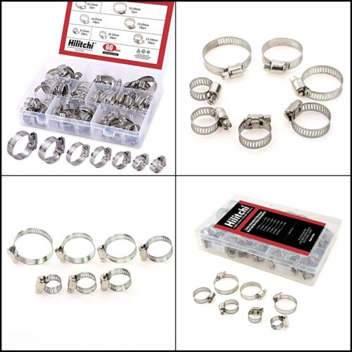 Hose Clamp Stainless Steel Set Assorted Water Fuel Air Tube Pipe Clip Kit 60 Pcs - Picture 7 of 11