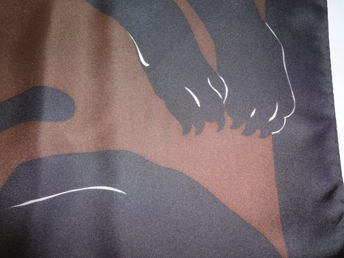Vintage Valentino Black/Brown Panther Print 100% Silk Square Scarf Made in Italy - Picture 7 of 12