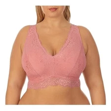 DREAMFIT Plus Size Full Coverage Wireless Lace Bralette Apricot 3X New