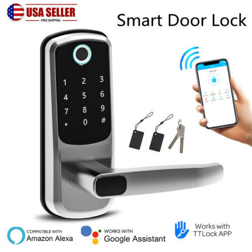 Smart WiFi Keyless Entry Fingerprint Deadbolt Door Lock with Handle-image