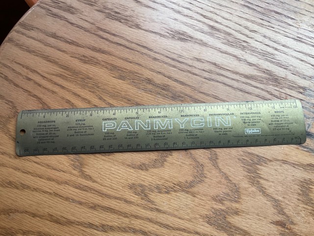 VINTAGE PANMYCIN GOLD METAL RULER PHARMACEUTICAL REP ITEM ADVERTISING UPJOHN HTF VINTAGE PANMYCIN GOLD METAL RULER PHARMACEUTICAL REP ITEM ADVERTISING UPJOHN HTF