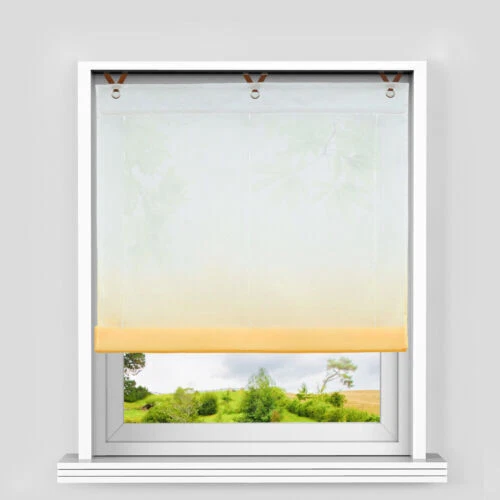 Voile Raffrollo ohne Bohren Raffgardine mit Ösen Farbverlaufvorhang Küche Modern - Bild 4 von 4