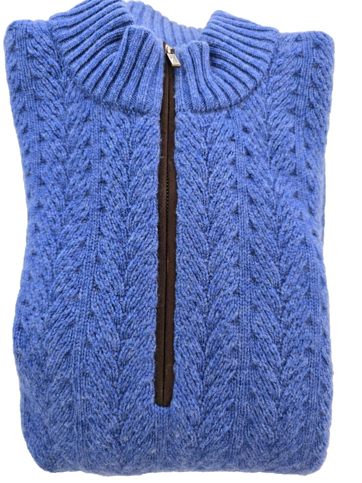 Maurizio Baldassari Cashmere 1/2 Zip Chunky Cable Knit Sweater M Italy $975 - Image 4 of 4