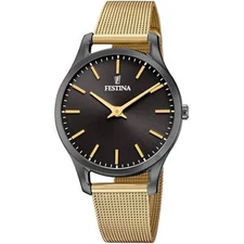 FESTINA F20508/1 Gold PVD Steel Solo Tempo Women's Watch with Black Bottom