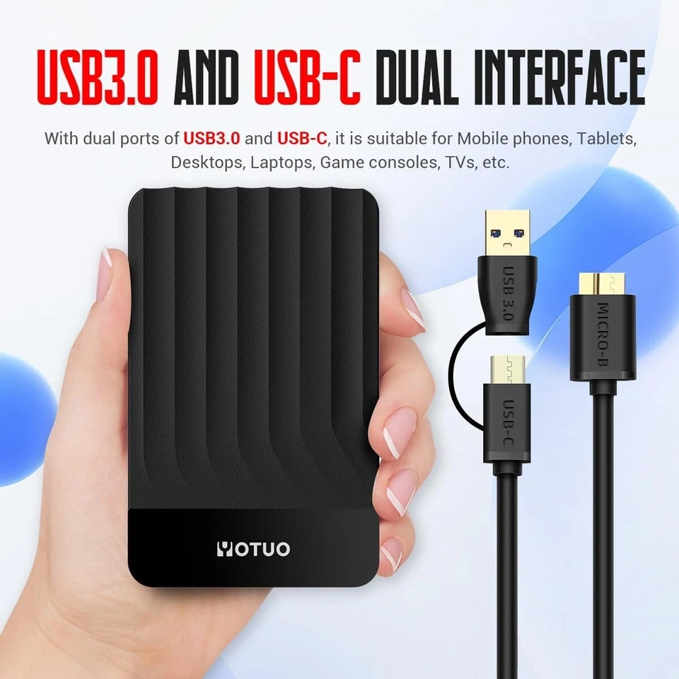 Portable External Hard Drive 1TB Storage Expansion HDD USB 3.0 USB-C for PC, ... - Image 3 of 4