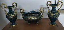 Tris vasi vintage "FANTECHI" in porcellana  con dettagli in oro zecchino