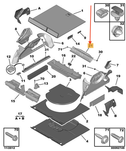 Panneau d'isolation de capot avant PEUGEOT 208 MK2 P21 9823209280 Neuf