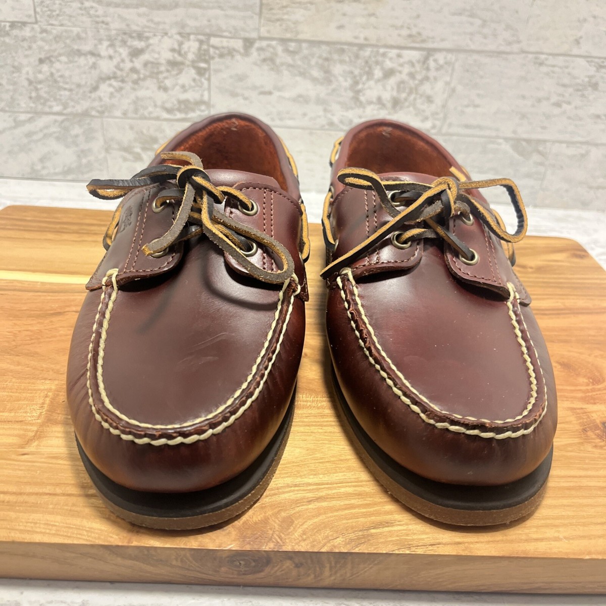 Timberland Men's 2 Eye Oxblood Leather Boat Shoes Sz 10 W (Wide