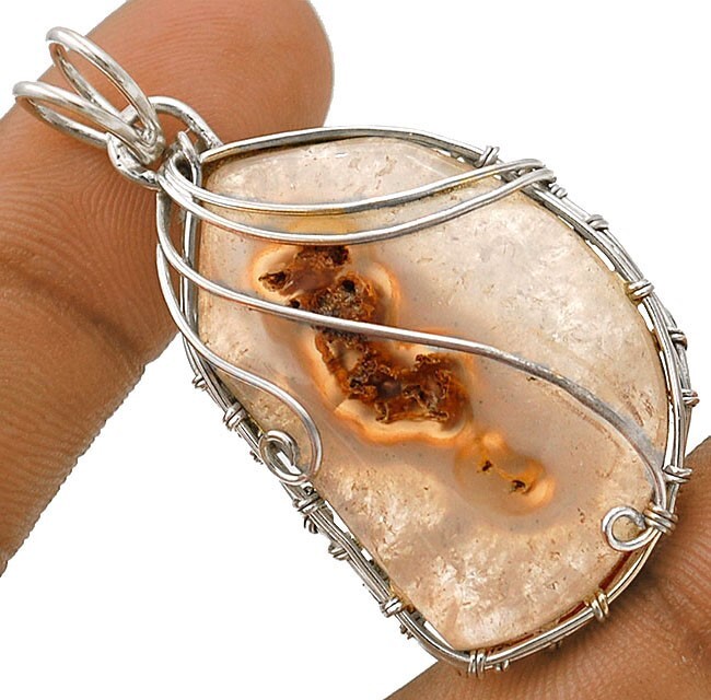 Natural Solar Quartz Eye Pendant in 925 Sterling Silver