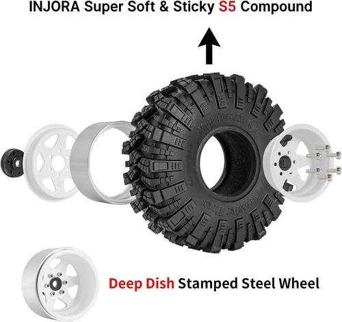 High-Performance 1.9 Mud Terrain Tires and Beadlock Wheel for Axial 90046 Pro - Picture 4 of 11