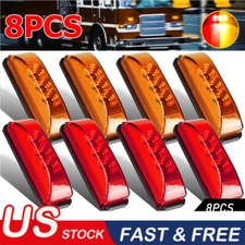 8x 3.9" Red Amber 3-LED Side Marker Lights Clearance Light Truck Trailer RV 12V