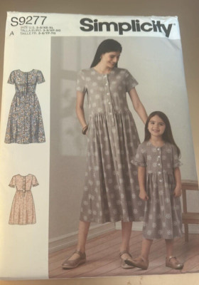 SIMPLICITY SEWING PATTERN S9277 A MISSES' , GIRLS' DRESSES SIZE 3-8/ XS- XL NEW