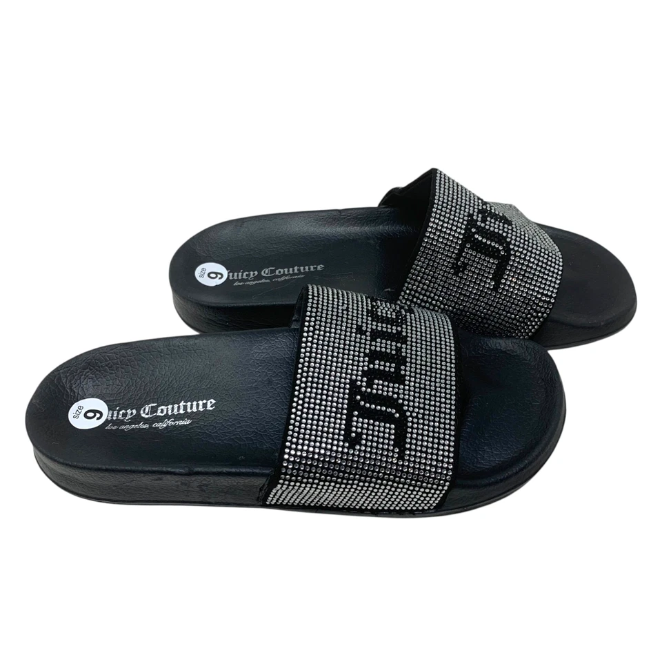 NEW Juicy Couture Women Sz 9 Wander Silver Bling Rubber Slide Pool Sandals NWOT - Image 3 of 4