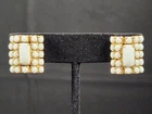 Vintage milk glass gold tone clip on earrings 1934 BA Ballou and Co Pat 1967965