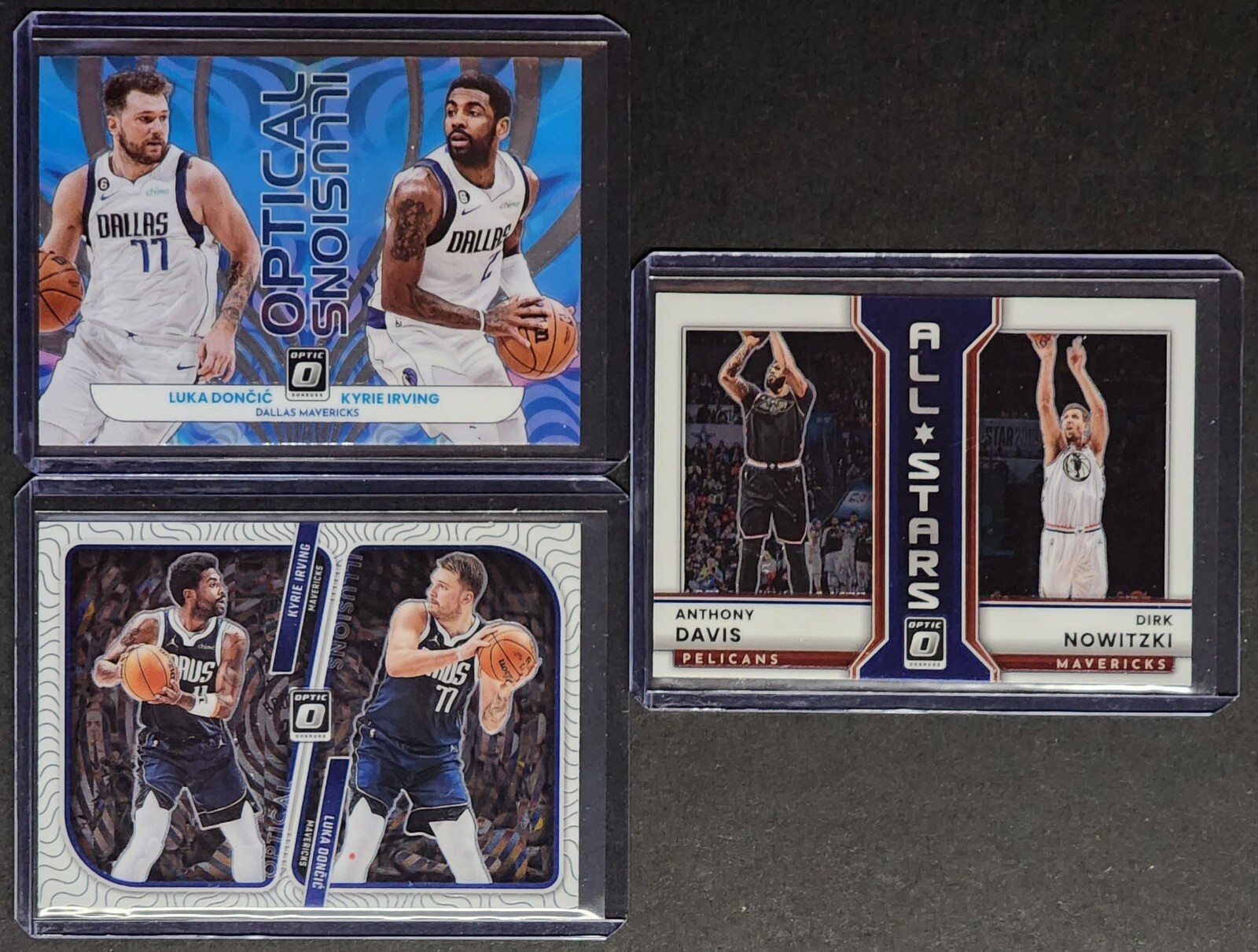 $5 Dallas Mavericks Lot Featuring Luka Doncic, Kyrie Irving, and Dirk Nowitzki - 3 All-Star Cards for Collectors