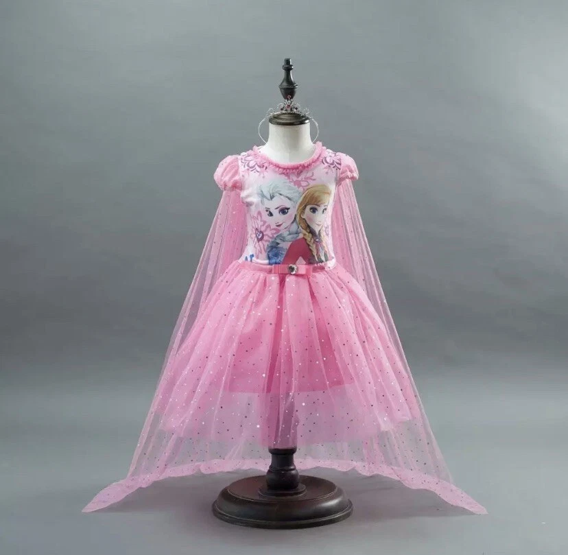 Принцесса высокого качества платье с плащом королева Эльза и принцесса Анна Pic-3T до 5T - Изображение 2 из 4