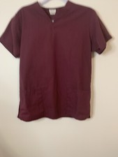 White Swan Fundamental Scrub Top Medical Uniform Small Burgundy V Neck
