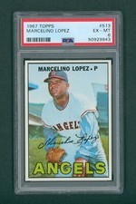 1967 Topps Baseball Card - #513 Marcelino Lopez, PSA 6 EXMT