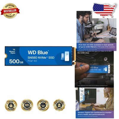 Upgrade to 500GB WD Blue SN580 NVMe SSD - Boost Productivity with 4K Read Speeds