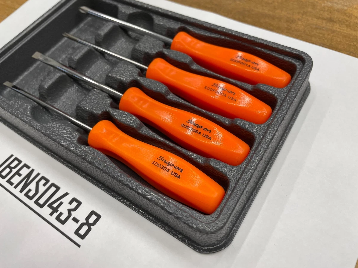 Snap on Tools NEW ORANGE 4pc Mini Hard Grip Combination Screwdriver Set SDDX40AO