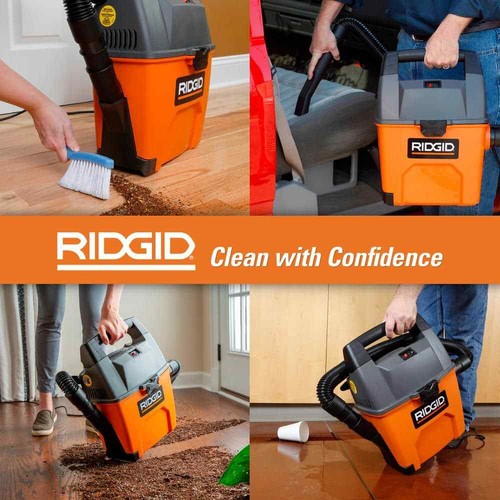 RIDGID Portable Wet Dry Vacuum 120-Volt Corded Cartridge Filter Hose 3-Gal. - Picture 7 of 15