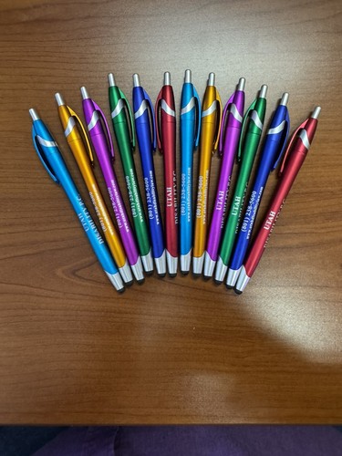 12ct Lot Misprint Clickable Ball Point Pens w/soft stylus tip. Blue ink.