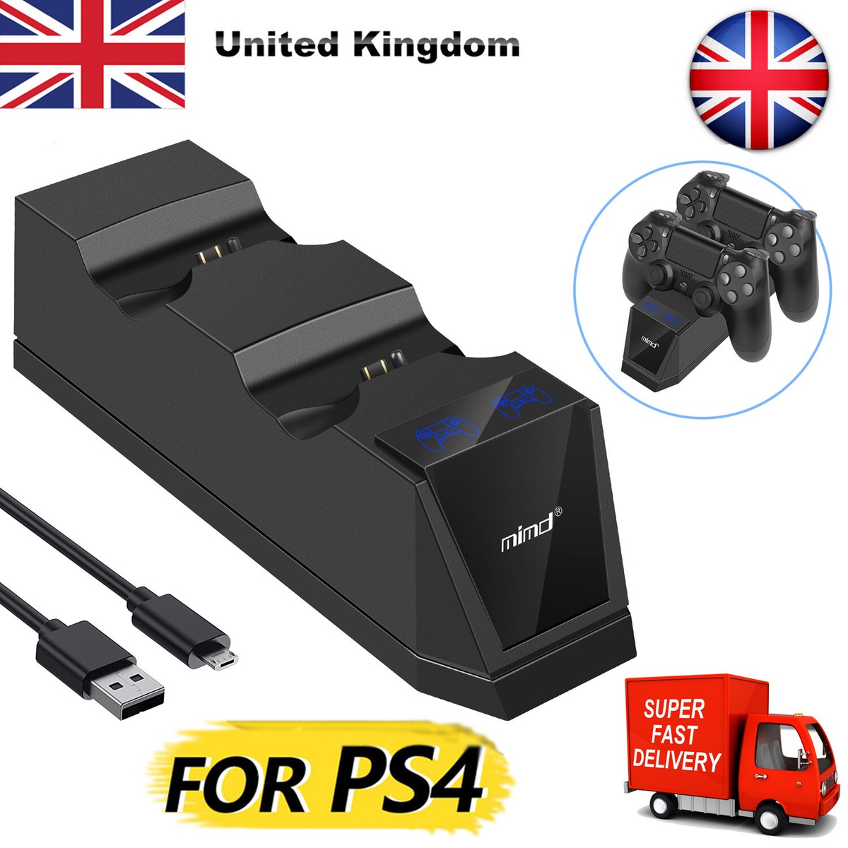 Wireless PS4 Controller USB Charger Charging Station For