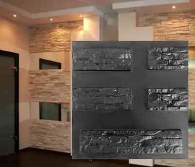 2pcs Panels Wall ABS Stone Art Plastic Mold Decor 3D Plaster Tile Form Design