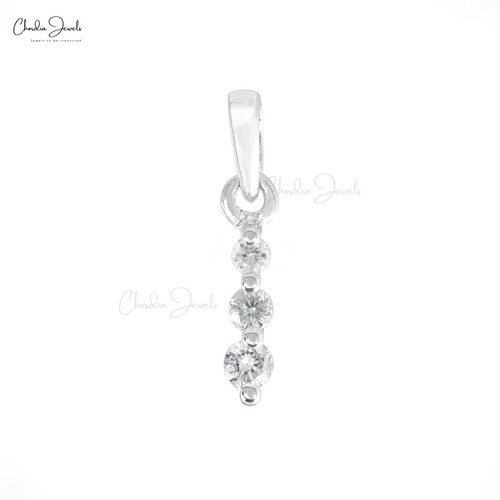 0.10 CTW White Diamond Dangling Locket 14k White Gold Minimalist Wedding Pendant - Picture 5 of 10