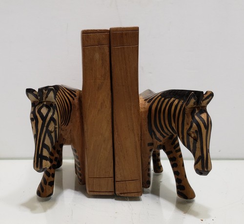 Zerbra Hand Carved Wooden Bookends from Kenya
