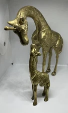MCM LARGE BRASS GIRAFFE AND BABY