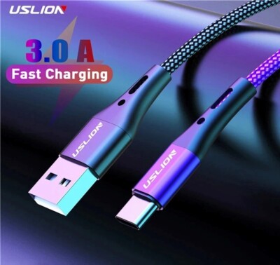 3A USB Charger Cable for Samsung S10 S20 Xiaomi Mi 11 Mobile Phone Fast Charging
