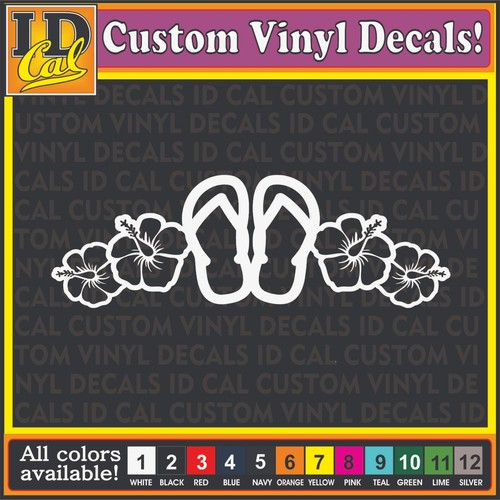 Flip Flops Hibiscus Flower Hawaiian sticker window car laptop Decals