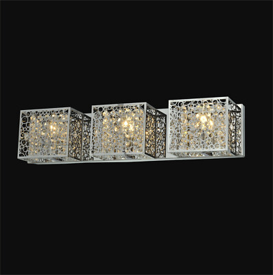 3 Light Wall Sconce, W:24'' x H: 5'' x E:4'' Finish: Chrome / With Clear Crystal.