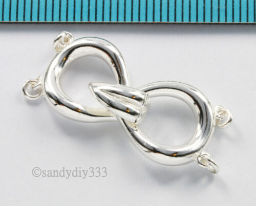 1x BRIGHT STERLING SILVER FLOWER 2-STRAND HOOK CLASP BEAD 23.5mm #2669 