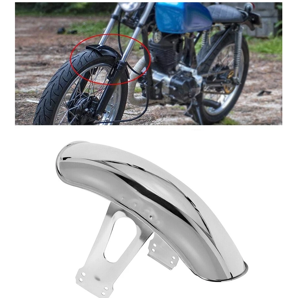 Protector contra salpicaduras de guardabarros delantero y trasero cromado retro para Honda GN125 Foto 4 de 4