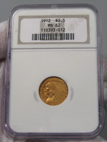 Better Date BU 1912 Indian Head Gold $2.50 Quarter Eagle NGC MS62.  #37