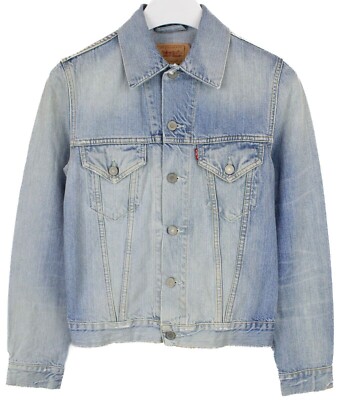 LEVI'S 72530 Jacke Damen S (SMALL) Zerrissen Bemalt Denim Blau