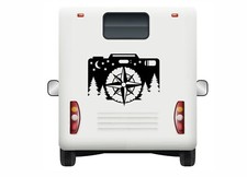 Bussola fotocamera auto adesivi avventura montagna caravan vinile decalcomania camper fai da te