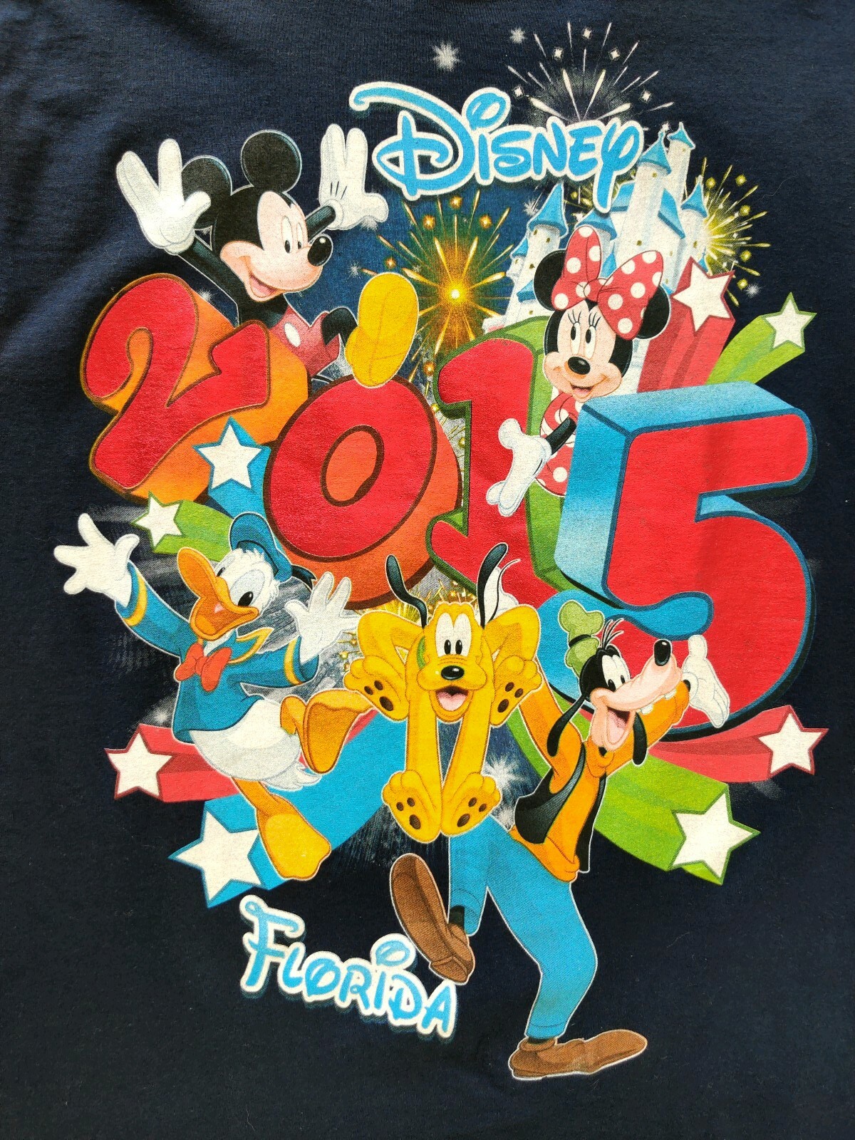 Disney 15 Navy Blue Fire Works T Shirt Size Small 3 Gem