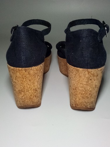 Rockport Adiprene by Adidas Wedge Sandal Straps Denim & Cork Brown Women's 6 - Picture 12 of 14